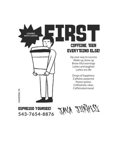 T-Shirt Design Maker for Coffeeholics to Celebrate Coffee Day