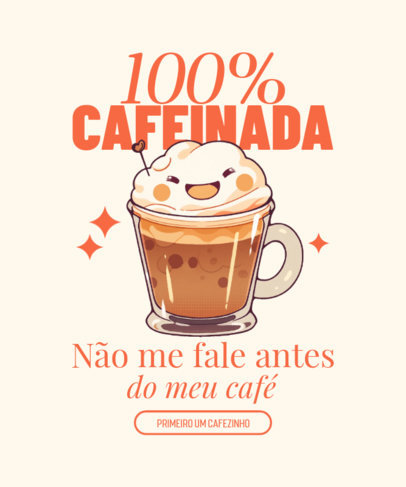 T-Shirt Design Template with a Happy Illustration for International Coffee Day