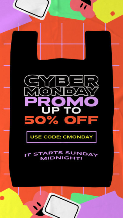 Instagram Story Creator with a Half-Off Discount Ad for Cyber Monday 5855j