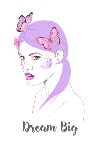 T-Shirt Design Template with Butterflies