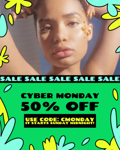 Instagram Post Template Featuring a Promo Code for Cyber Monday