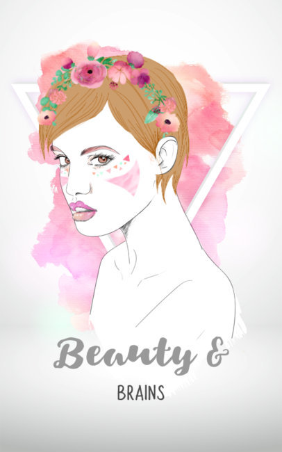 Watercolor T-Shirt Design Template with Flower Crown 3d