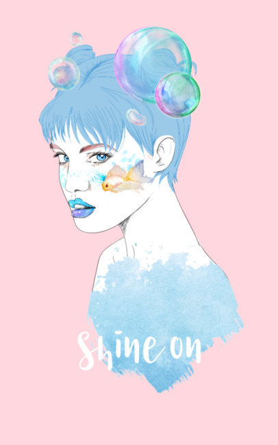 Underwater Watercolor T-Shirt Design Template 3e