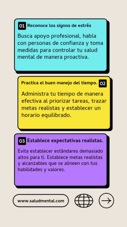 Instagram Story Template Featuring Tips for Mental Health and a Colorful Layout