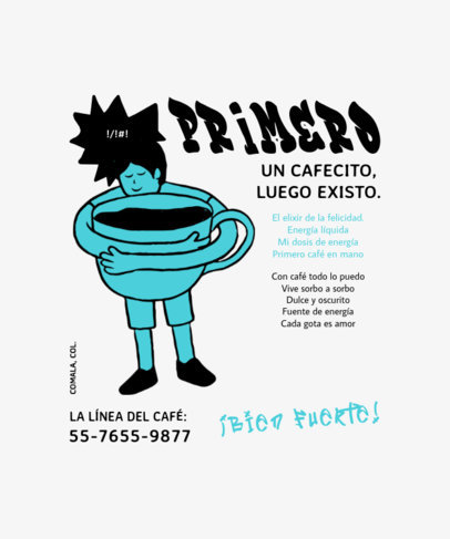 T-Shirt Design Creator Featuring a Coffee-Themed Quote With a Coffee Day Graphic