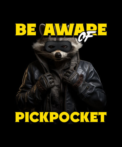 AI-Generated T-Shirt Design Creator Featuring an Illustrated Pickpocket Raccoon