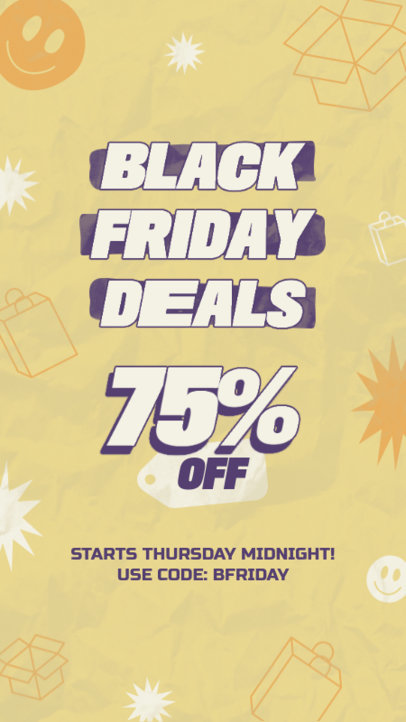 Instagram Story Creator with Illustrated Shopping Bags for a Black Friday Deal 5854j