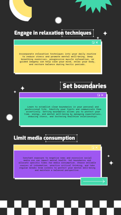 Mental Health Instagram Story Maker Featuring Wellness and Self-Care Tips