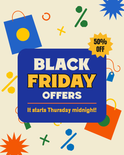 Instagram Post Maker with Shopping-Themed Graphics for a Black Friday Offer 5852a