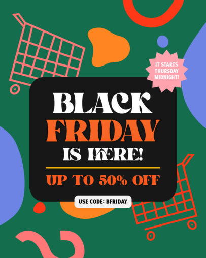 Instagram Post Creator with Colorful Illustrations for a Black Friday Promo Code