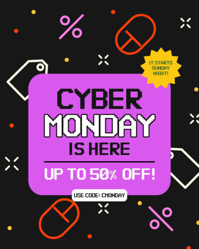 Instagram Post Maker with 8-bit-Style Typography for a Cyber Monday Sale 5852i