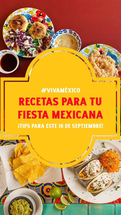Instagram Story Creator with Mexican Recipes for a Dia del Grito-Themed Party