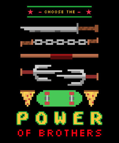Retro T-Shirt Design Creator with 8-bit Weapons Inspired by the Mutant Ninja Turtles 5720i-5860