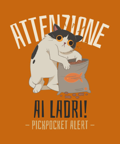 T-Shirt Design Maker Featuring a Cat Inspired by the Pickpocket Trend