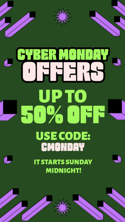 Instagram Story Maker Featuring a Promo Code for Cyber Monday