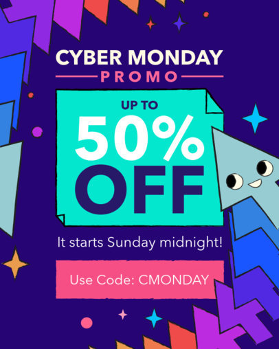 Cyber Monday Instagram Post Template Featuring a Discount Promo