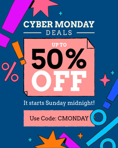 Instagram Post Generator Featuring a Cyber Monday Discount Deal