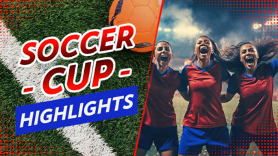 Feminine World Cup-Inspired YouTube Thumbnail Template With Soccer Game Highlights