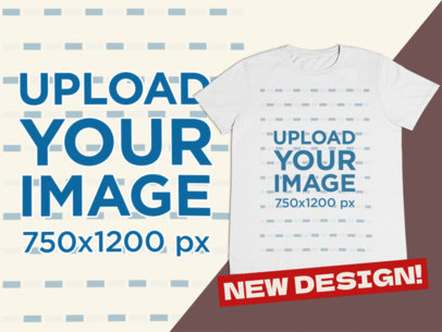 Mockup of a Round-Neck T-Shirt Placed Against a Customizable Background Featuring an Ad