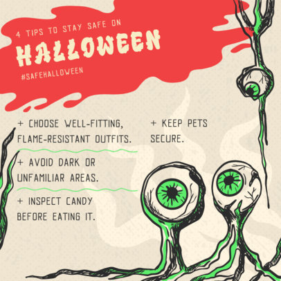 Instagram Post Creator with a Creepy Character Featuring Tips for a Safe Halloween  6068g
