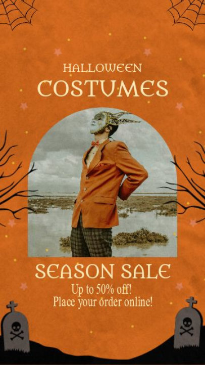 Instagram Story Video Maker with Animated Graphics for a Halloween Sale 7045