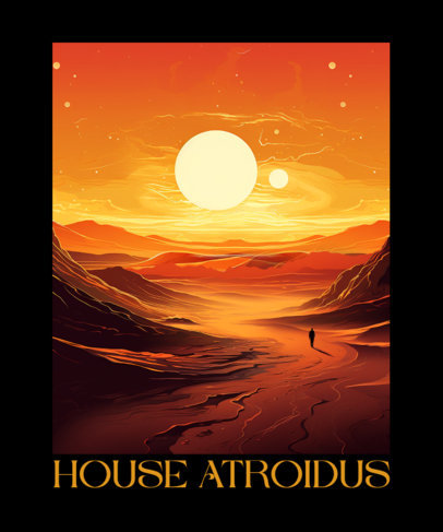 AI-Generated T-Shirt Design Creator Featuring a Dune-Inspired Theme