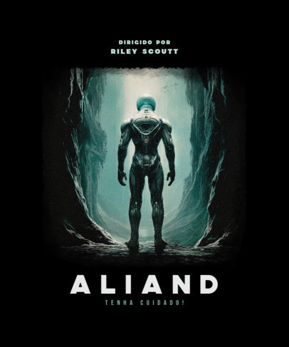 T-Shirt Design Template Inspired by an Alien Film Featuring an AI-Generated Illustration