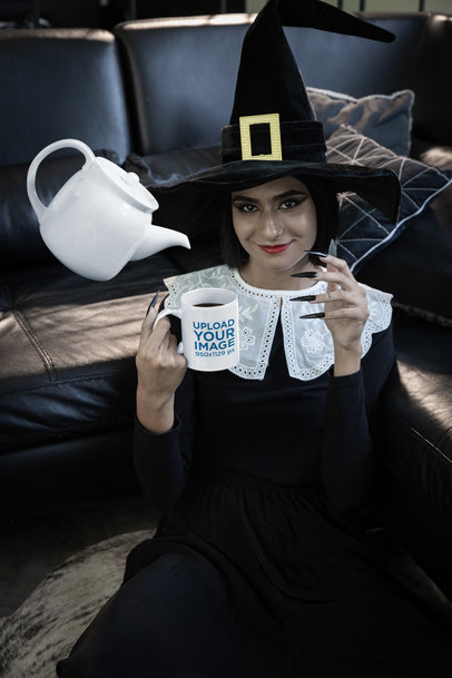 11 oz Coffee Mug Mockup of a Woman Dressed as an Evil Witch 
