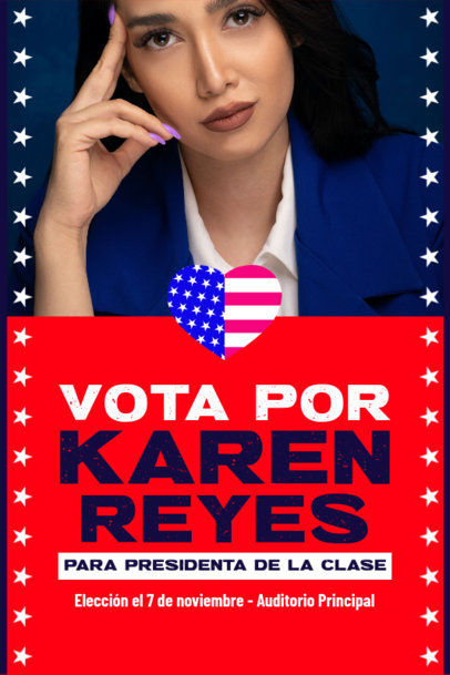 Poster Design Creator for a Class President Campaign Featuring a Heart with an American Flag