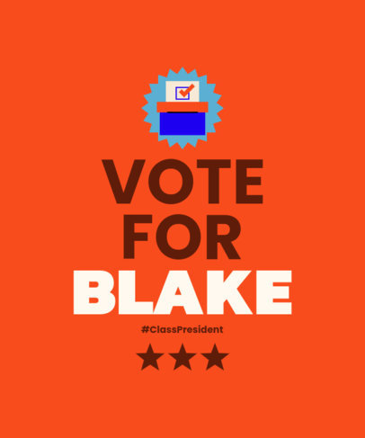 T-Shirt Design Template for a Class President Election with a Ballot Box Graphic