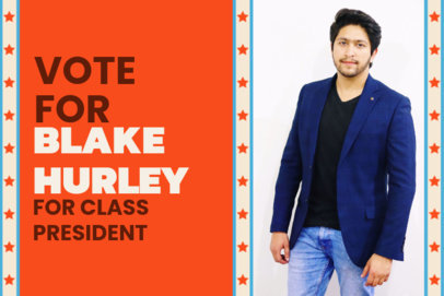 Yard Sign Template Featuring a Picture for a Class President Campaign