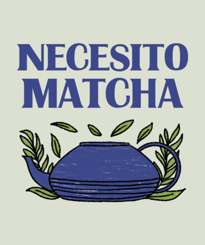 Illustrated T-Shirt Design Generator Featuring a Matcha Tea-Themed Graphic