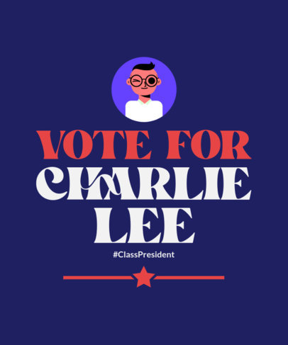 T-Shirt Design Template with a Vote For Text in a Bold Typeface