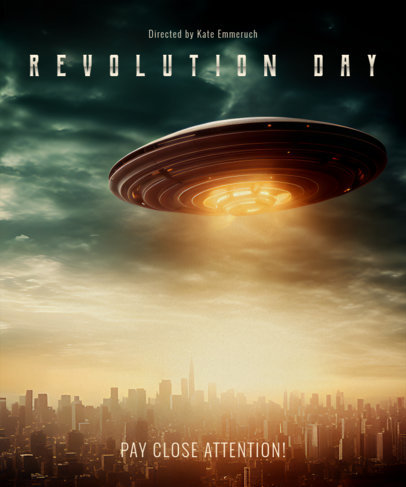 T-Shirt Design Maker Featuring an AI-Generated Illustration of an Alien Spaceship over a City