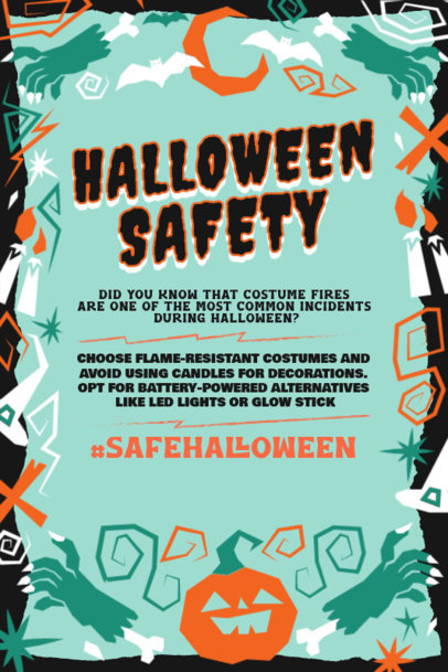 Poster Design Generator with Illustrated Graphics and Tips for a Safe Halloween 6069b