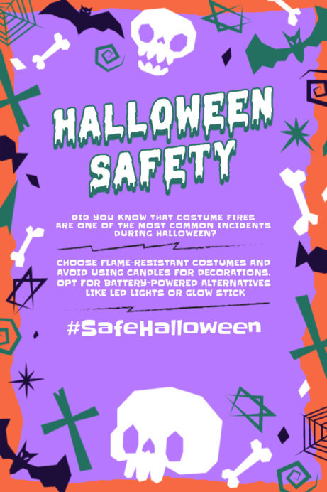 Poster Design Creator with Skull Graphics and Advice for a Safe Halloween