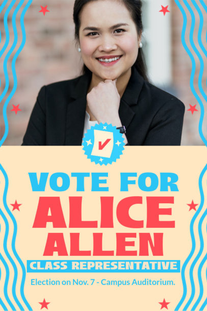 Class Representative Poster Design Template Featuring a Vote For Text 