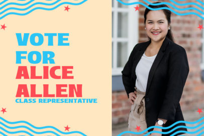 Yard Sign Template Featuring Wavy Graphics for a Class Representative Campaign