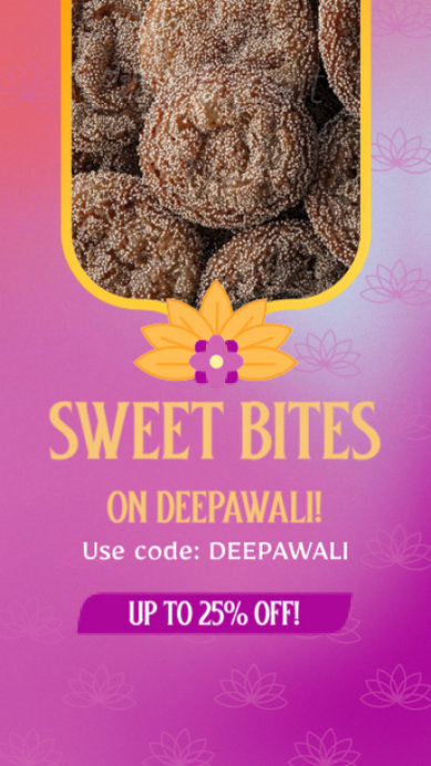 Instagram Story Video Generator Featuring a Diwali Promo Code for a Restaurant