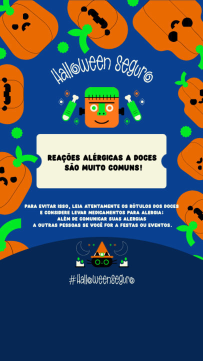 Instagram Story Template with Illustrated Pumpkins for Halloween Candy Health Advice 6067h