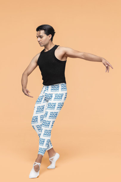 Leggings Mockup of a Man Dancing Ballet Against a Customizable Background