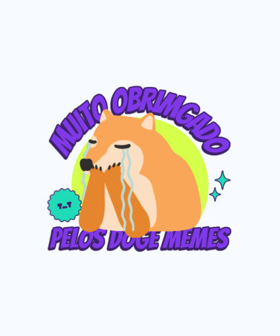 Illustrated T-Shirt Design Template With a Crying Dog Inspired by Cheems