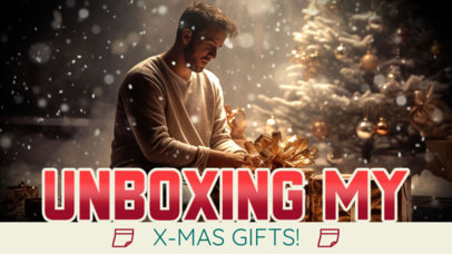 YouTube Thumbnail Template for a Xmas Presents Unboxing Vlog