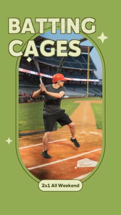 Instagram Story Video Template Featuring a Batting Cages Promo Ad