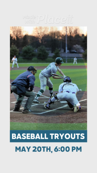 Sports Instagram Story Video Template for Baseball Tryouts