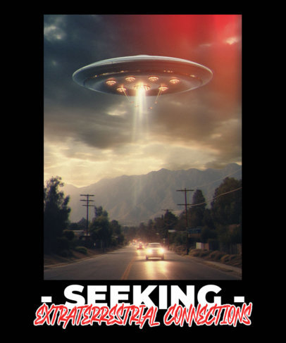 Quote T-Shirt Design Maker Featuring an Aliens Spaceship Illustration