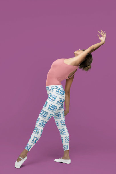 Leggings Mockup Featuring a Ballerina Dancing in a Studio
