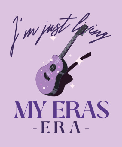T-Shirt Design Template with a Guitar Illustration and a Lyric Inspired by Taylor Swift