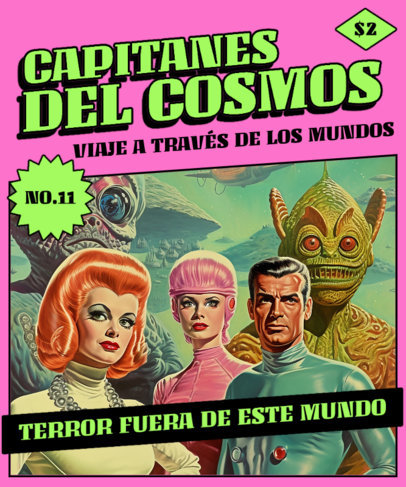 T-Shirt Design Generator Featuring an Aliens Story With a Vintage Comic Story