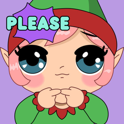 Twitch Emote Maker with a Cute Xmas Elf Asking for a Favor 5883h